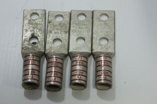 4- T&amp;B 350MCM CU Crimp Ends, 71 Red, 2-bolt , Brand New no box