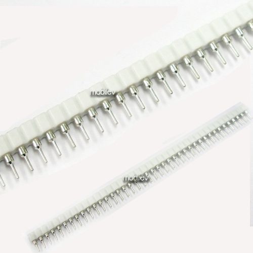 15 x female white 40 pcb single row round pin 2.54mm pitch spacing header strip for sale