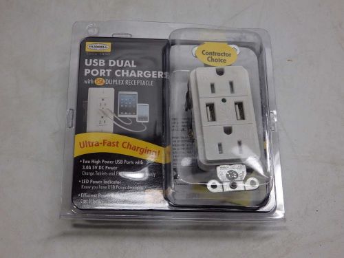 Lot of 3 Hubbell USB Dual Port Charger with Duplex Receptacle USB15X2WZ