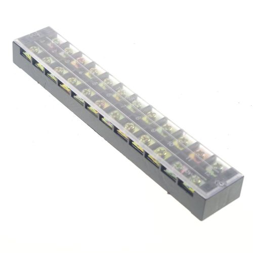 (1)12 position/poles 24 hole screw terminal block covered barrier strip 600v 45a for sale