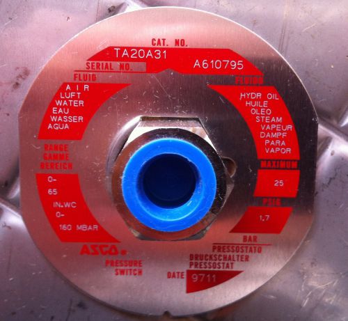 New asco vacuum pressure switch transducer diaphragm 1.7 / 25 psig  ta20a31 for sale