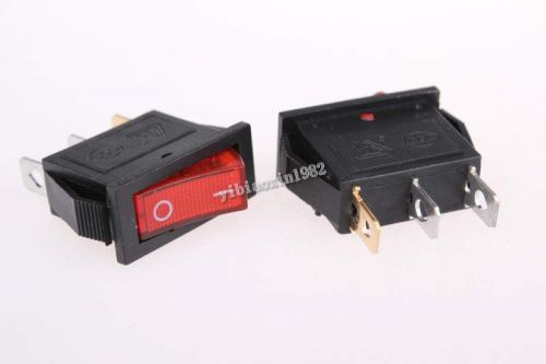 100 pcs 3 pin spst red neon light on/off rocker switch ac 250v/10a 125v/15a for sale