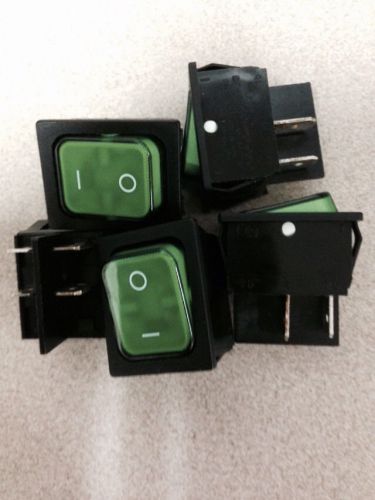 5pcs 4 Pin ON-OFF2 Position DPST Snap In Rocker Switch With Green Light Lamp USA