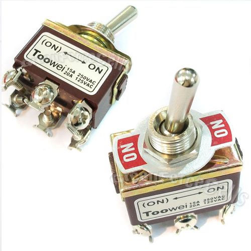 20 (on)-on dpdt toggle switch latching 15a 250v 20a 125v ac heavy duty t702dw for sale