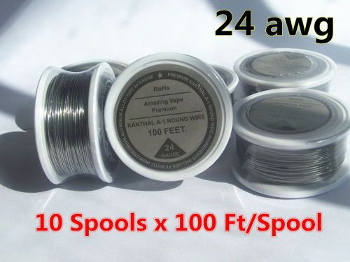 10 spools x 100 feet kanthal wire 24gauge 24awg,(0.51mm),a1 round resistance ! for sale