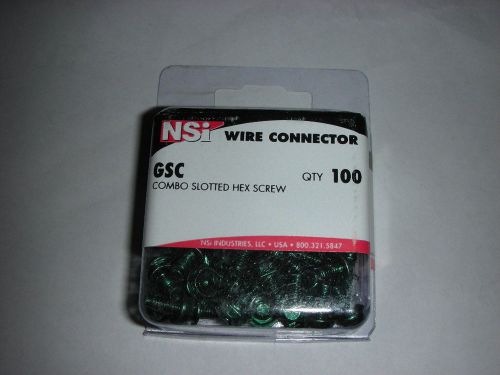 100 NSI Green Ground Screws 10-32 #GSC Combo Slotted, Hex, Phillips, Screw Head