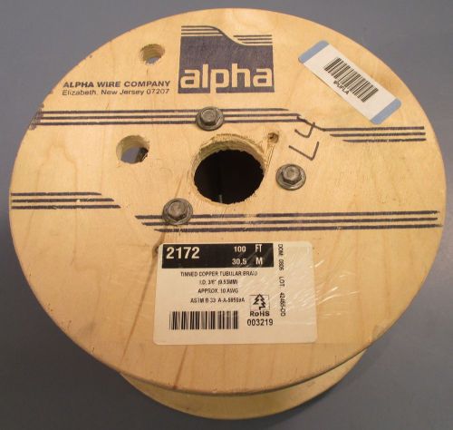 Alpha Wire Co. 2172 100ft of 3/8&#034; Tinned Copper Tubular Braid 10 AWG New