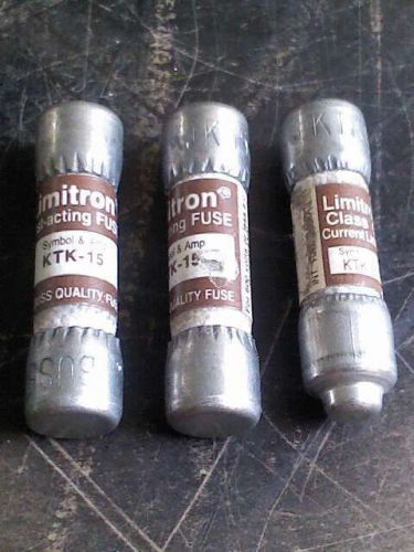 Lot  2 buss limitron  fuses ktk-15 fast acting  and (1) limitrom ktk-r-15 for sale