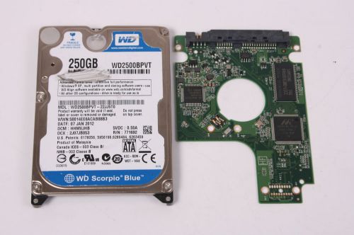 Wd wd2500bpvt-22jj5t0 250gb sata 2,5 hard drive / pcb (circuit board) only for d for sale