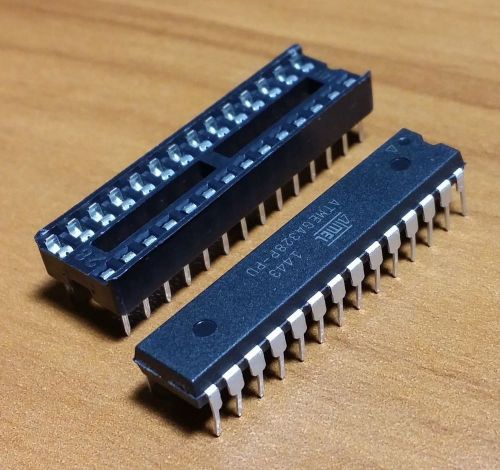 New atmega328p-pu ic chip w/ arduino uno bootloader and 28 pin dip socket for sale
