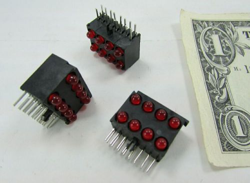 Lot 8 megery mounted led light bars 2 rows of 4 red leds pcb solder through hole for sale
