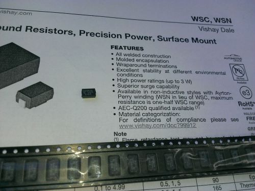 [100 pcs] WSC1 0.33 Ohm 1W Resistor SMD Wirewound Vishay-Dale size 2515