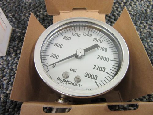 ASHCROFT DURALIFE STAINLESS STEEL AIR PRESSURE GAUGE GAGE 0-3000 PSI 1/2&#034;NPT NEW