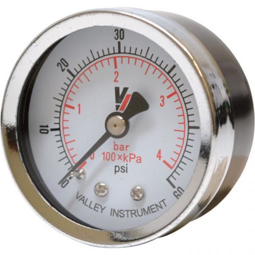 Valley instrument grade b back mount 2in dry gauge-0-60 psi #1220dsb60 for sale