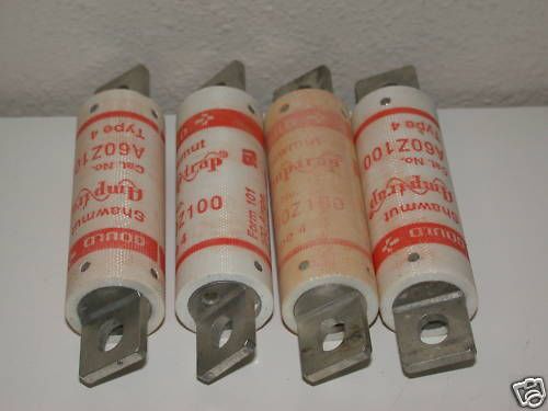 NOS! LOT (4) SHAWMUT AMPTRAP 100A 600V FUSES A60Z100