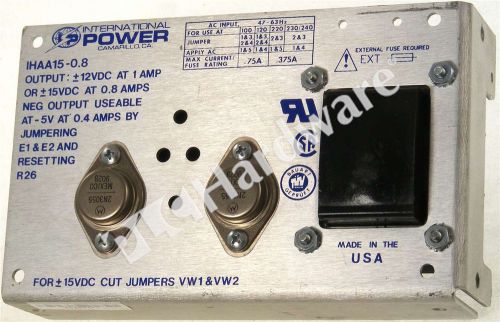 International Power IHAA15-0.8 Linear Power Supply 12-15V DC 1-0.8A