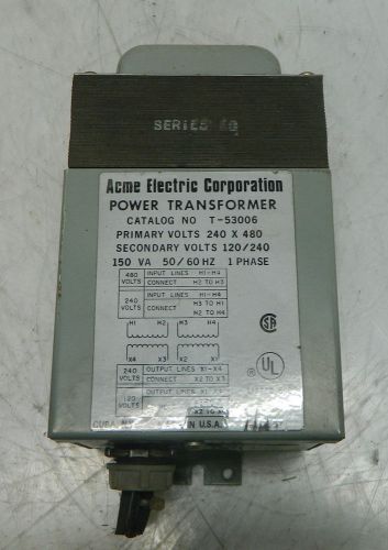 Acme Electric Corp. Power Transformer, T-53006, 1 Phase, Used, WARRANTY