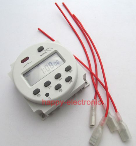 220V Digital LCD Power Programmable Timer Time Switch 16A  With 4PCS Wire Crimp