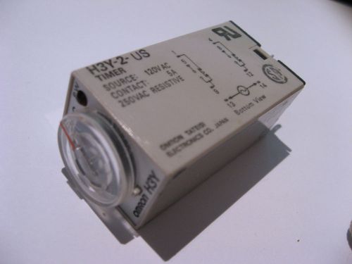 Qty 1 Timer Relay Omron H3Y-2-US Contact 5A 250VAC Source 120VAC USED