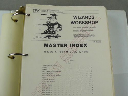 Tektronix Wizards Workshop Master Indexes from 1975 to 1982. Thick Binder Full