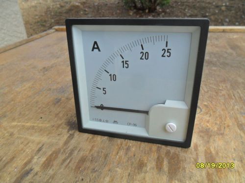 NEW 0-25 A  DC Amp meter panel mount 3-1/2&#034; sq. to work with shunt int res 10