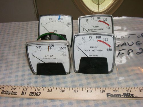 Lot of 4 general electric percent motor load current (2  0-150) &amp; rpm (2  0-1800 for sale