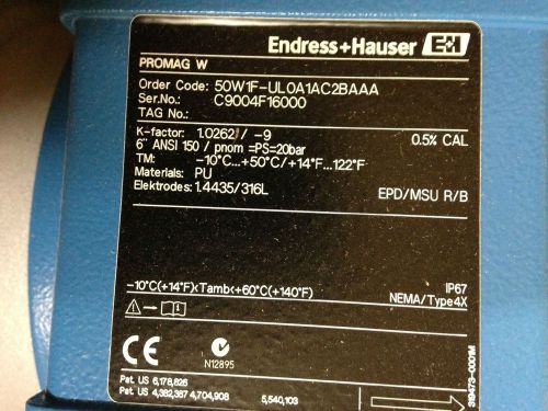 Endress+hauser 6&#034; promag w flow meter for sale