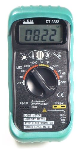 DT2232 4in1 Thermometer Light Lux Humidity Sound Meter PC RS-232 Serial Port NEW