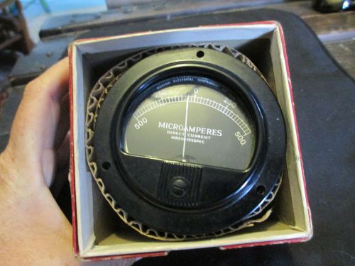 VINTAGE Marion meters Microamperes DC Panel  Meter with original box black face