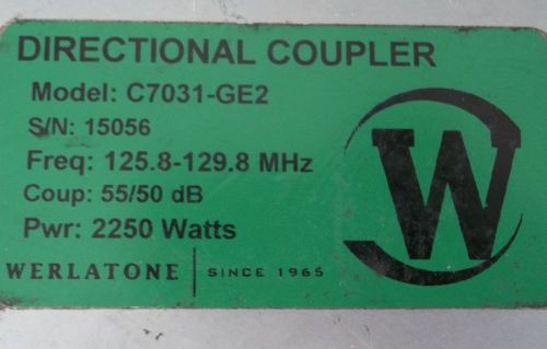 Werlatone Directional Coupler C7031 GE2 125.8-129.8 Mhz