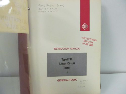 General Radio Type 1730 Linear-Circuit Tester Instruction Manual w/schematics