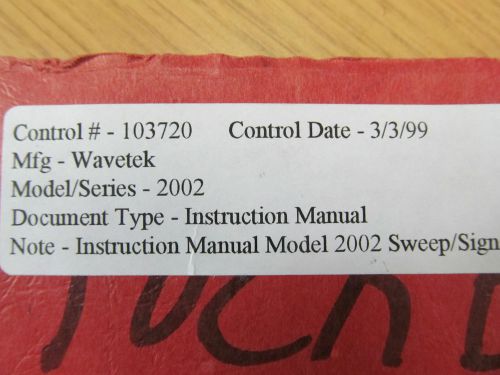 Wavetek 2002 Sweep/ Signal Generator Instruction Manual w/ Schematics.(copy)