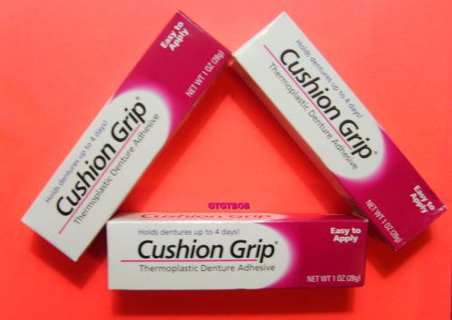 &#034; stock up here now&#034; cushion grip thermoplastic denture adhesive- 3 pack for sale