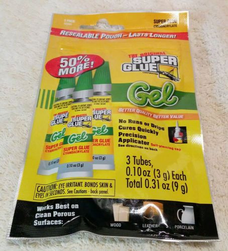 NEW The Original Super Glue Gel 3 Pack - Works Best on Clean Porous Surfaces