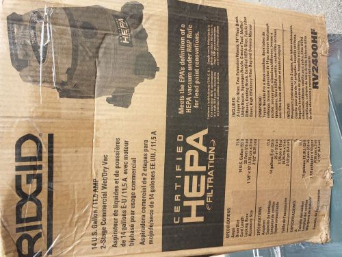 Ridgid  hepa  vacuum wet / dry with filter 14 gal industrial new vac  rv2400hf for sale