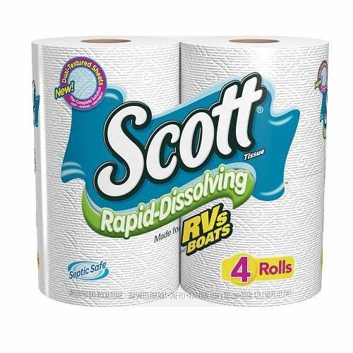 Scott Bathroom Tissue Rapid Dissolve 4 Count Pack of 12 RV Boat Septic System