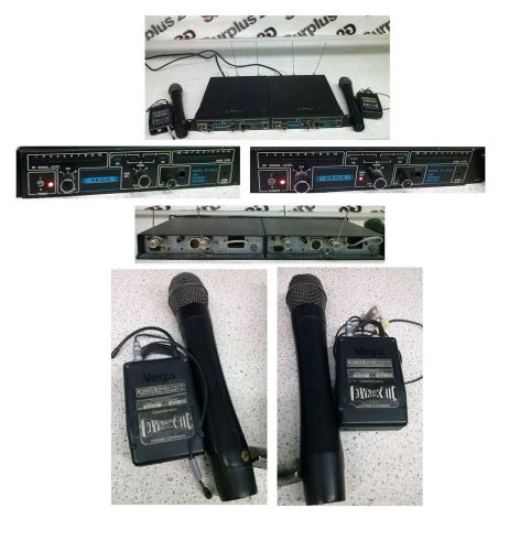 Vega uhf diversity receiver r-662a w/microphone &amp; t-677h transmitters x 2 for sale