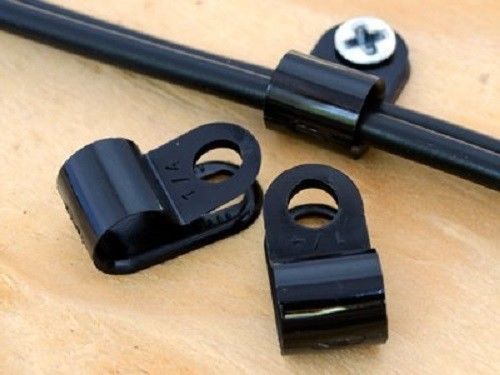 1/4 Inch UV Black Cable Clamp 100 Pack Nylon Mount Conduit Tubing Wall Ceiling