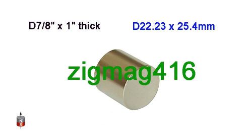 2 pcs of  n52 d7/8&#034; x 1&#034; thick neodymium cylinder magnets for sale