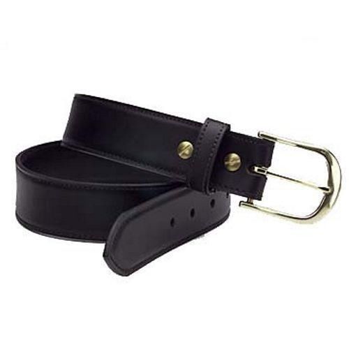 Safariland l830-36-2 black plain brass buckle 1.50&#034; leather pants belt 36&#034; for sale