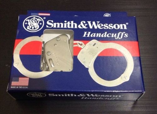 New in box smith &amp; wesson 35103 model 100 police handcuffs nickel for sale