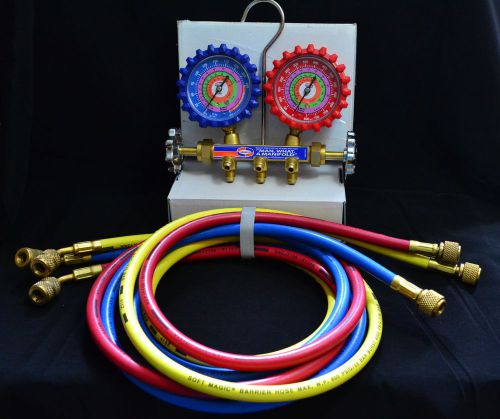 Uniweld hvac / ac manifold gauges w/ 5 ft. soft magic hose set for sale
