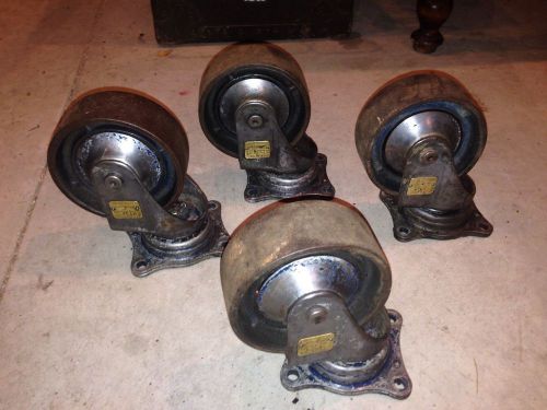 Vtg SWIVEL CASTERS Industrial Space Age Darnell Furniture Factory Cart Wheel Set