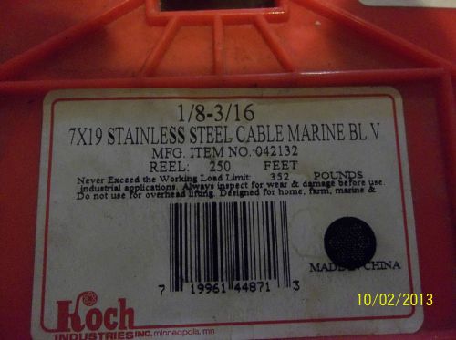 Koch industries 1/8 - 3/16 7 x 19 stainless steel cable marine bl v 1/8 - 3/16 for sale