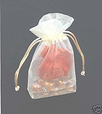 20 pcs 3.5x1x5.5 ivory gusset organza fabric bags gift for sale