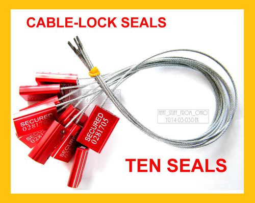 CABLE-LOCK SECURITY SEALS, CARGO / TANKER, BRIGHT-RED, ALL-METAL, TEN SEALS