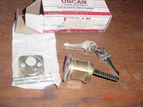 Locksmith nos grade 2 uscan solid brass rim cylinder w/ 2 cut keys for kwikset for sale