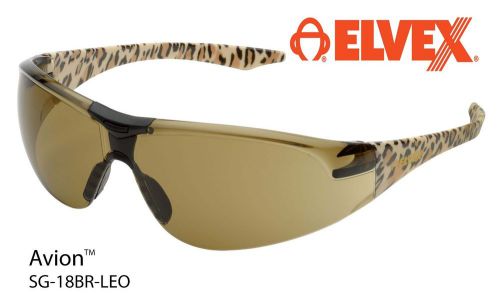 Elvex avion leopard print women&#039;s safety glasses -vo ballistic rated sg-18br-leo for sale
