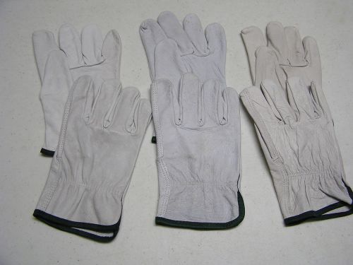 3 Pairs of Men&#039;s Medium Unlined Leather Work Driving Gloves General Use 1227