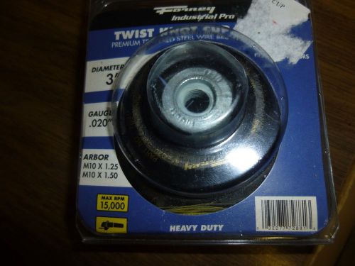 Forney twist knot cup brush,industrial pro 3&#034; dia w/guard heavy duty,gauge.020&#034; for sale